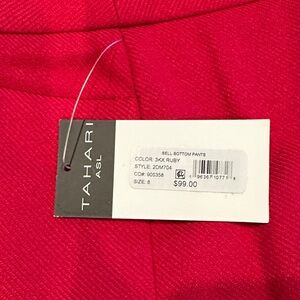 Tahari ASL Vibrant Ruby Bell Bottom Pants